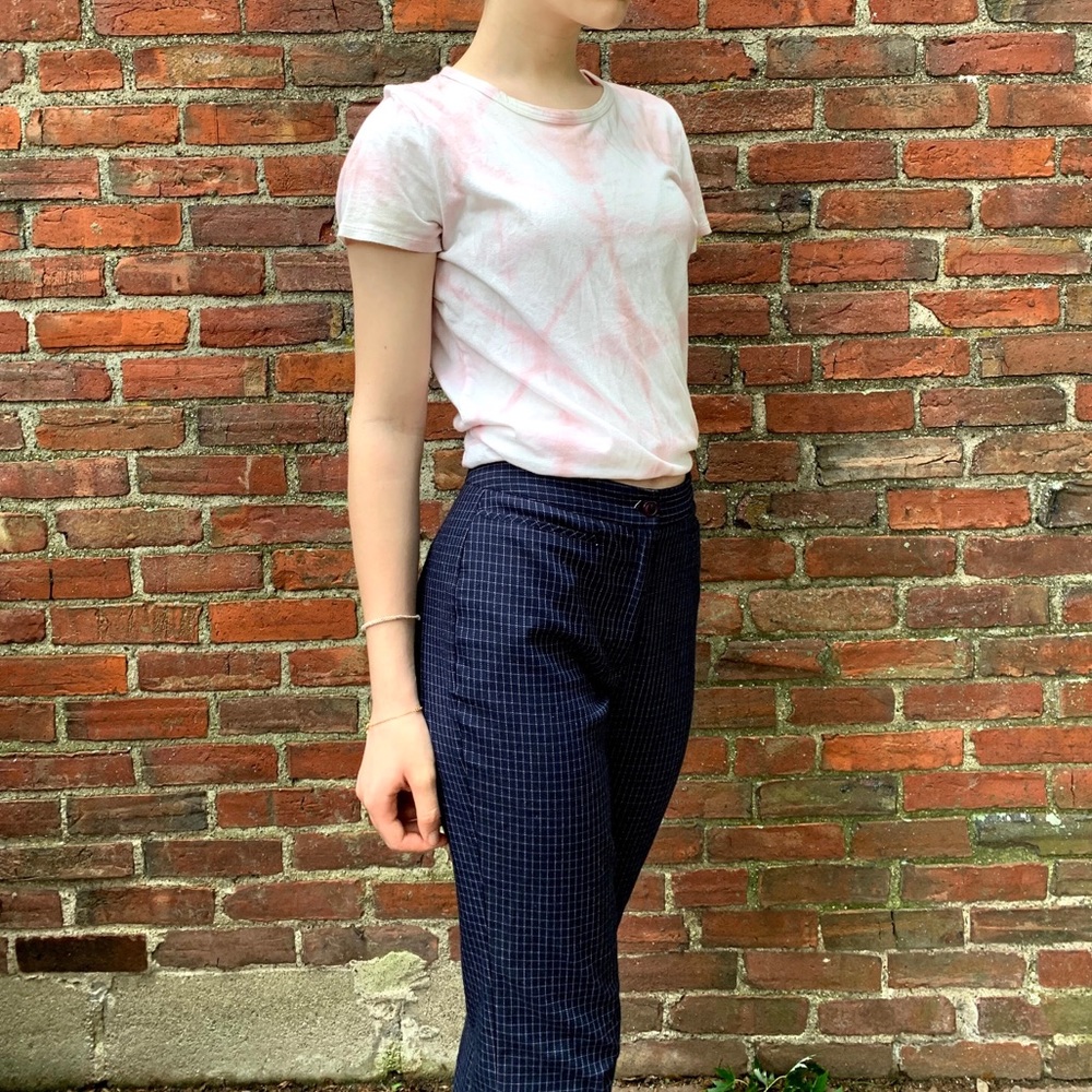 White and pink tie dye tee